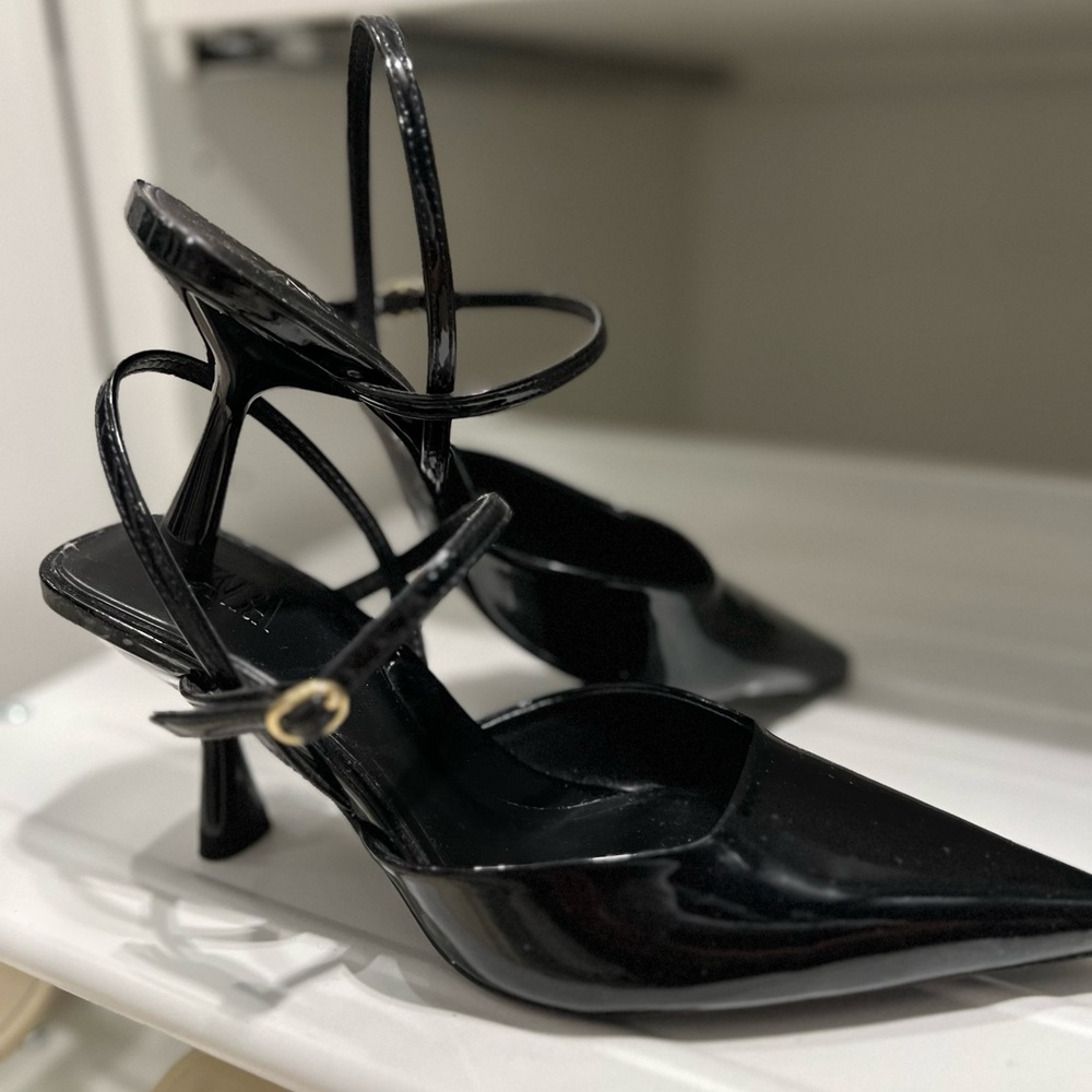 Zara Patent effect high heeled shoes